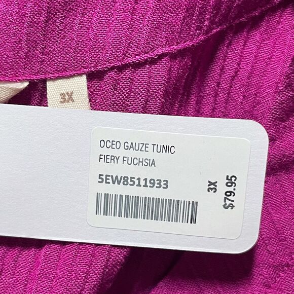 NWT Soft Surroundings Oceo Gauze Tunic Top Size 3X Fiery Fuchsia Pink - Picture 5 of 16